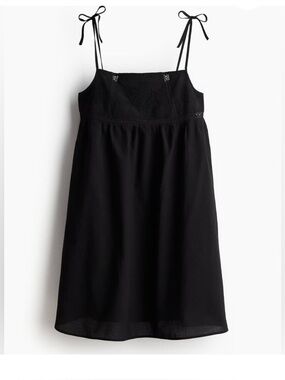 H&M Divided Embroidered A-Line Dress Spaghetti Straps Black Babydoll XXL NWT